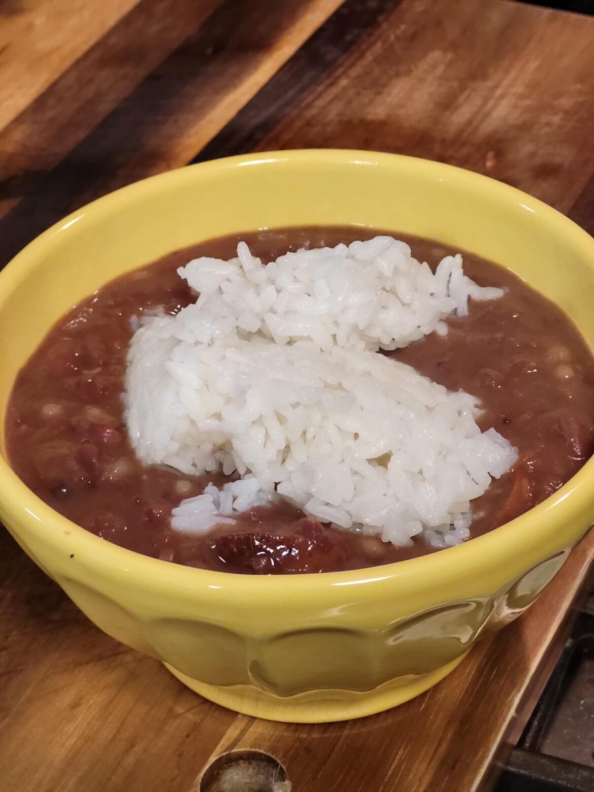 Pressure cooker red beans and rice. Louisiana style.