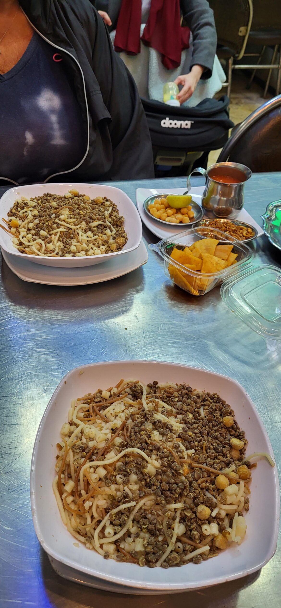 The famous Koshary at Abou Tarek in Cairo, Egypt. Would go back in a heartbeat for more!!!
