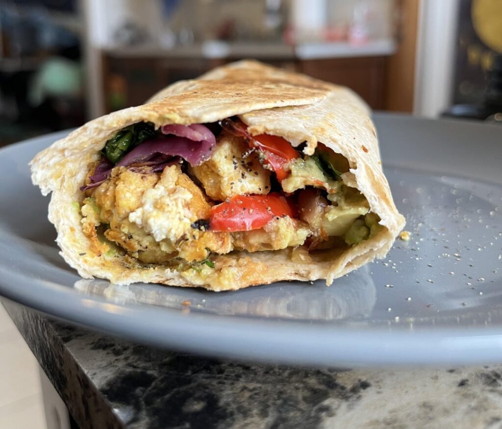 Tofu scramble breakfast burrito