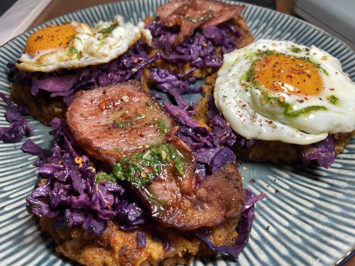 Kimchi pancakes for breakfast