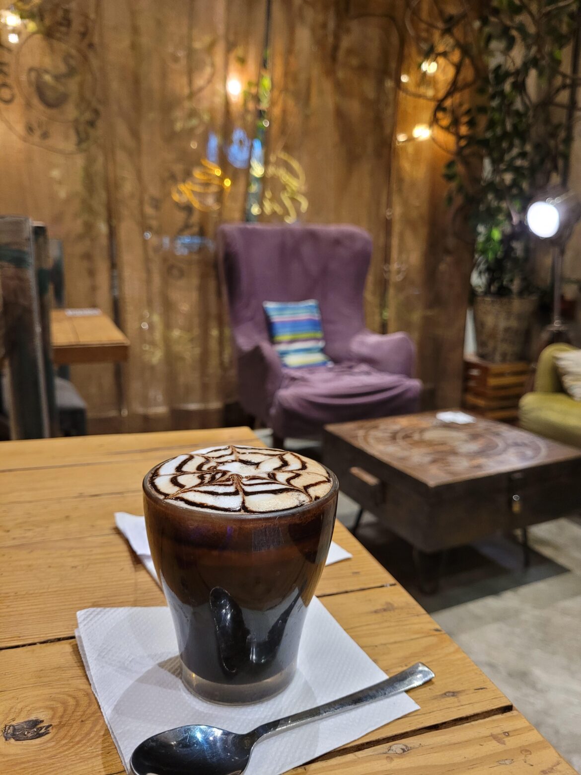 Hot coffee in a beautiful cafe