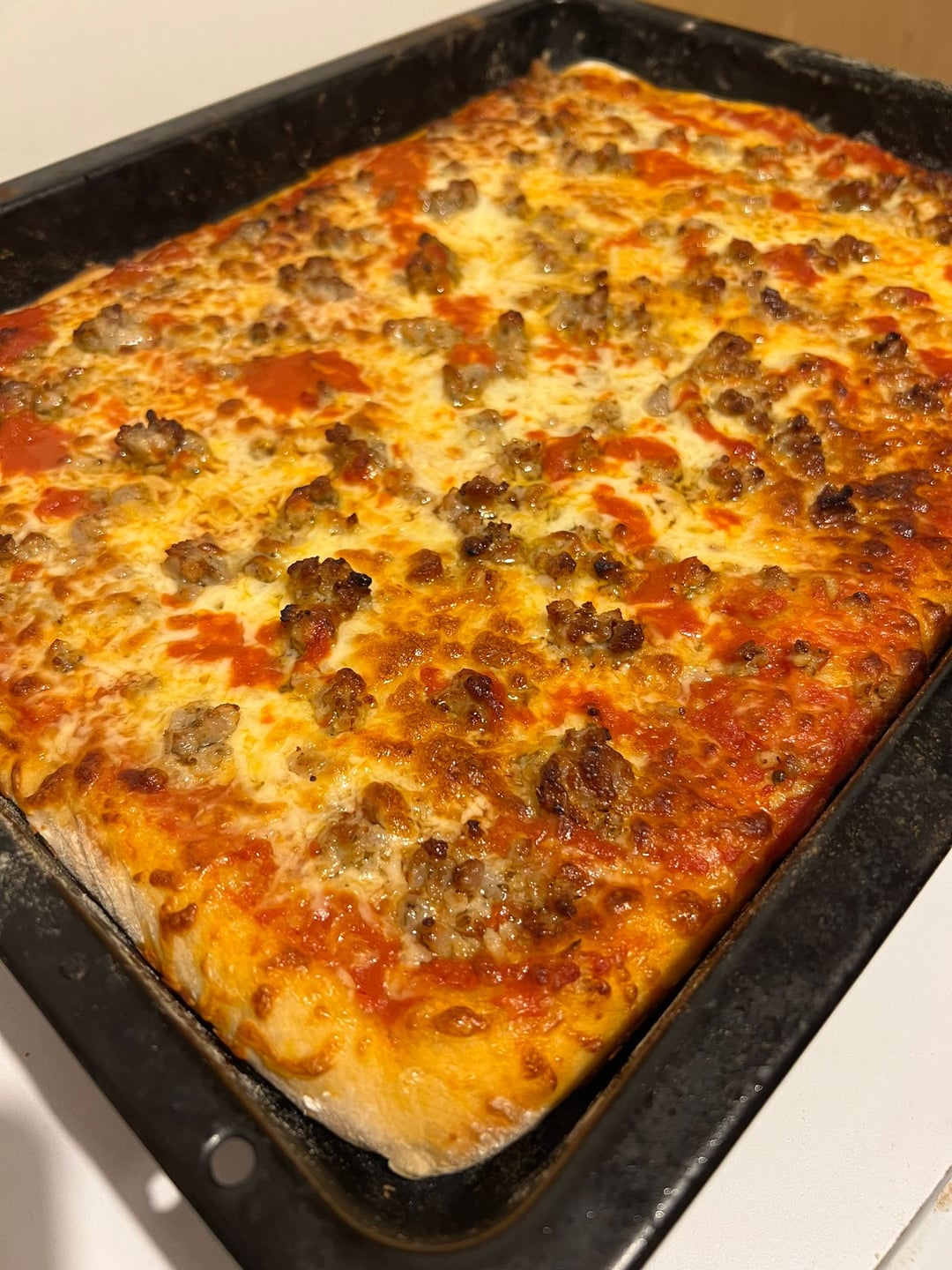 With homemade Italian sausage and sourdough crust Dining and Cooking