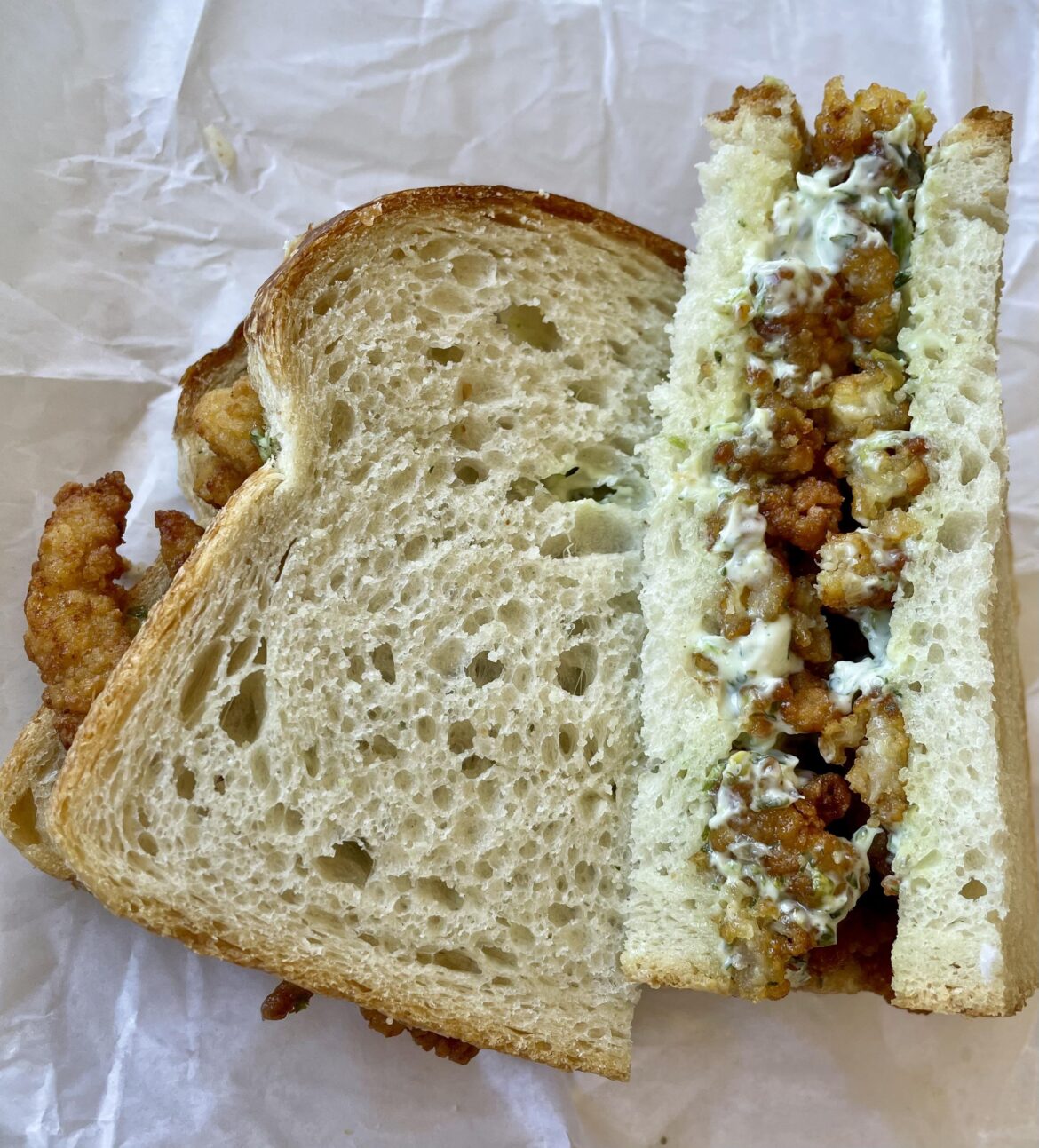 Clam sandwich on sourdough
