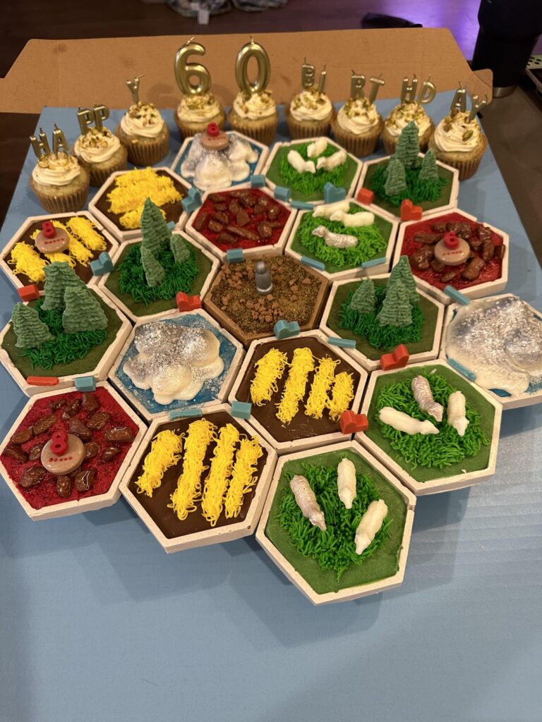 Completed an edible Catan cupcake board. Every part was hand molded and every piece can be eaten.