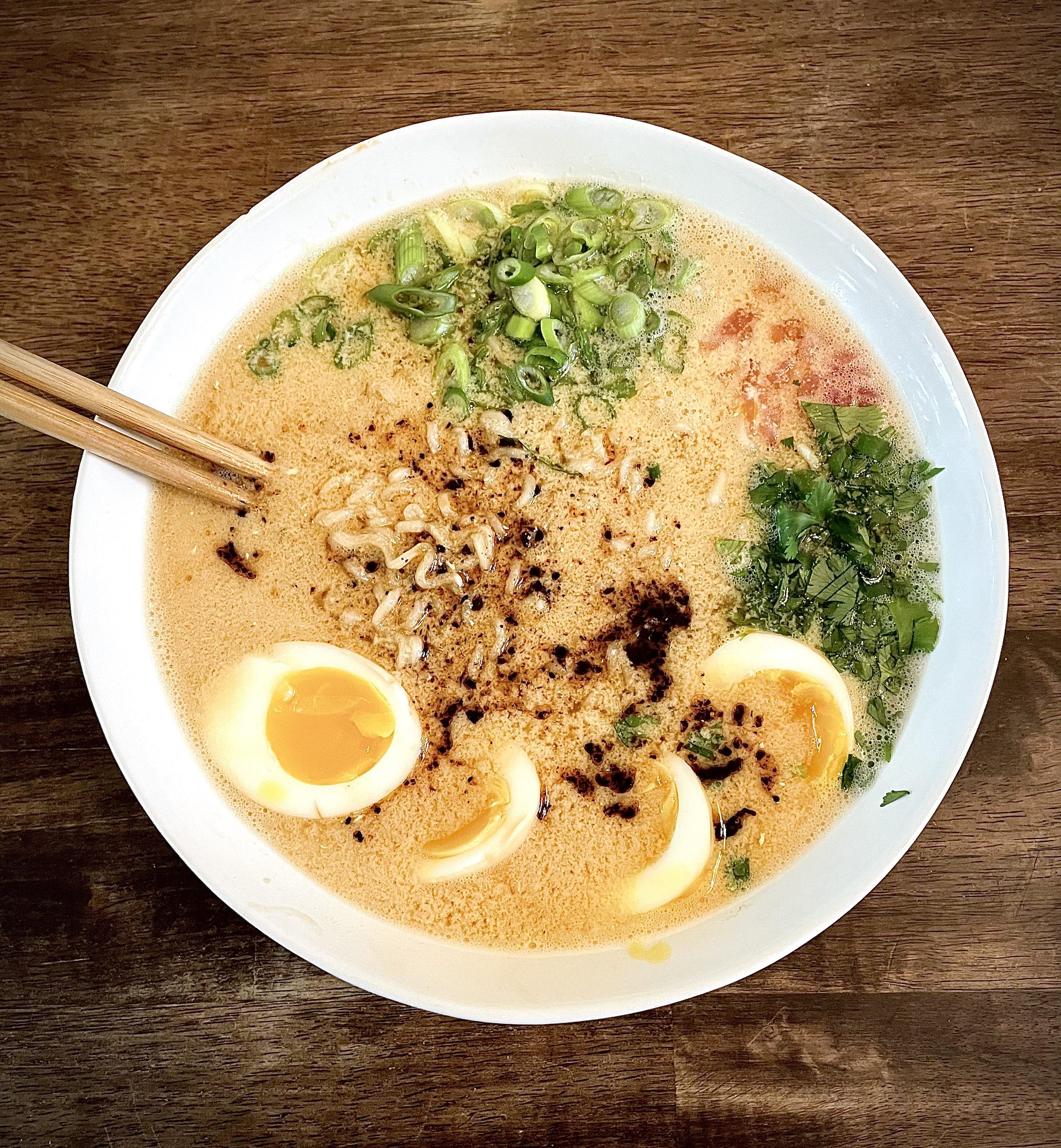 Miso Ramen w/ Black Garlic Oil and Marinated SoftBoiled Eggs Dining