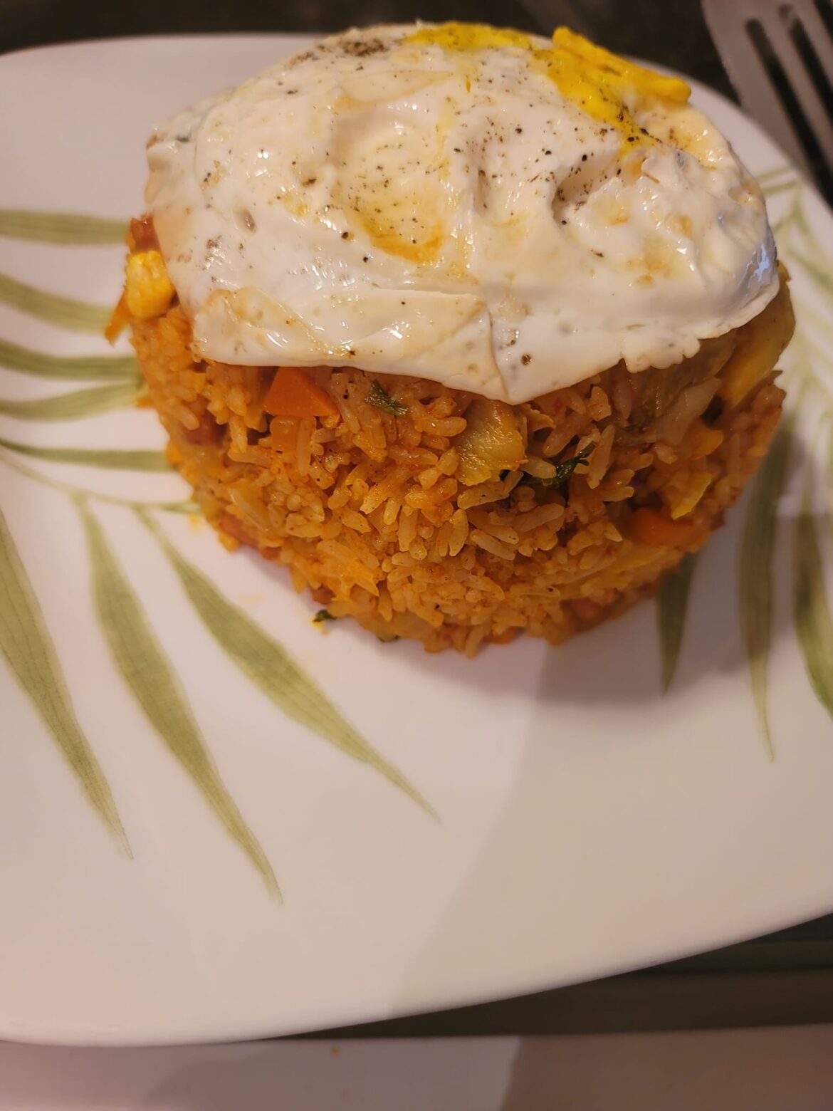 Kimchi fried rice with an egg on top!