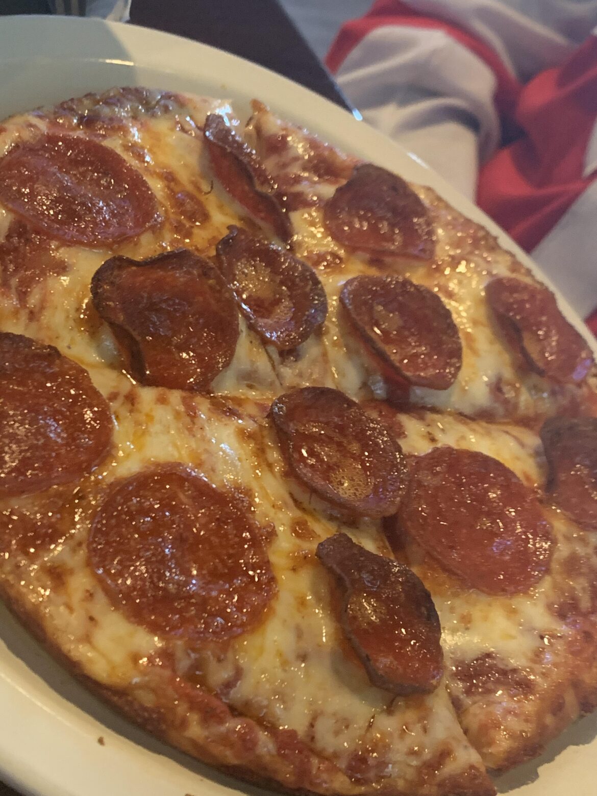 Personal pepperoni at Tony J’s in SCS. Check this place out, deserves a shout for value.