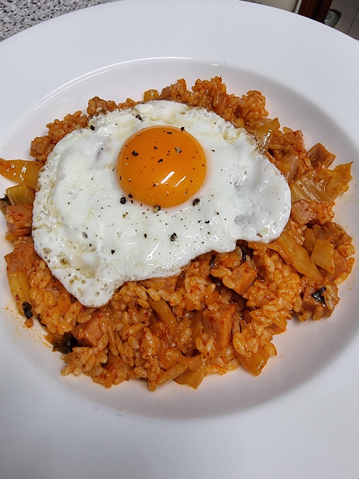 Made some spam kimchi fried rice. My ultimate Korean comfort food.