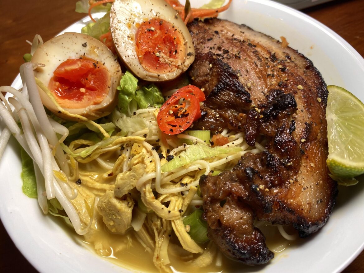 Curry ramen with pork shoulder
