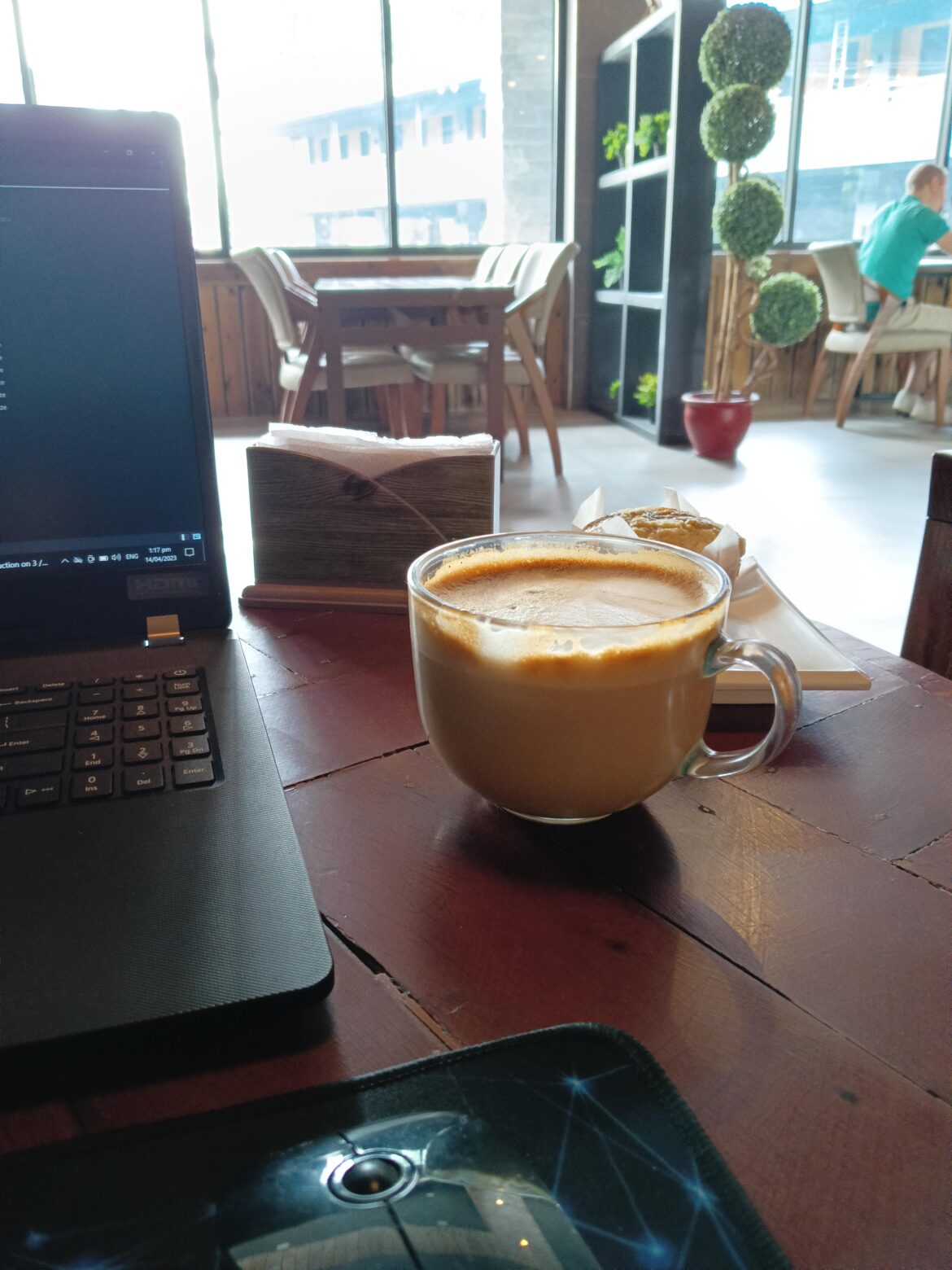 Classic Café Latte w/ Blueberry Muffin on the side