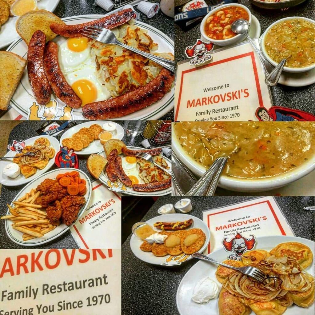 Markovski's since 1970 old school cool, parking in the rear. Polish food rules.