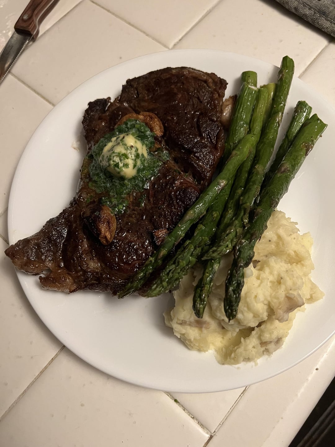 Ribeyes from Costco with a chive compound butter Dining and Cooking