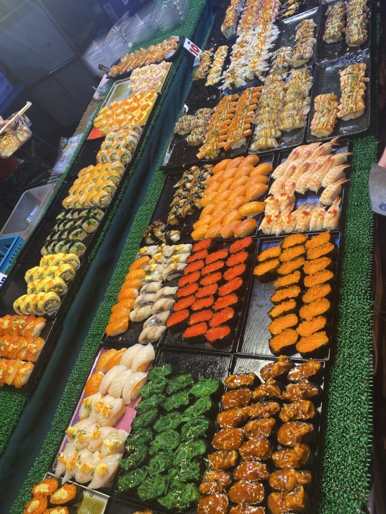 Street sushi, Chinatown of Chiang Mai, Thailand
