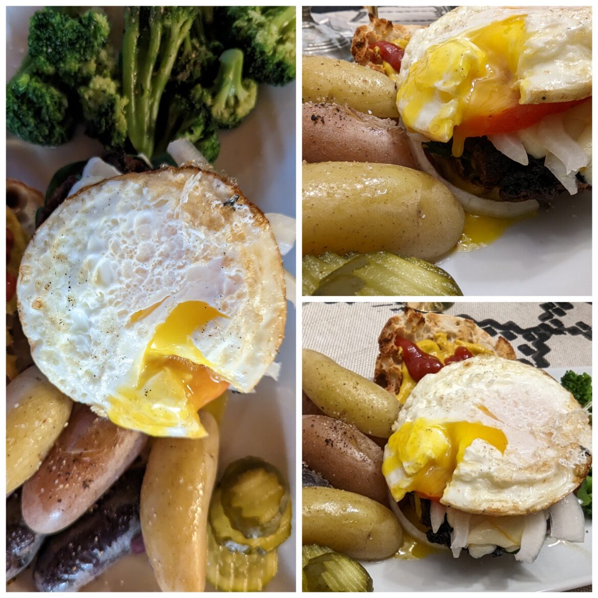 My DIY dinner: Perfectly overeasy egg on a veggie burger.