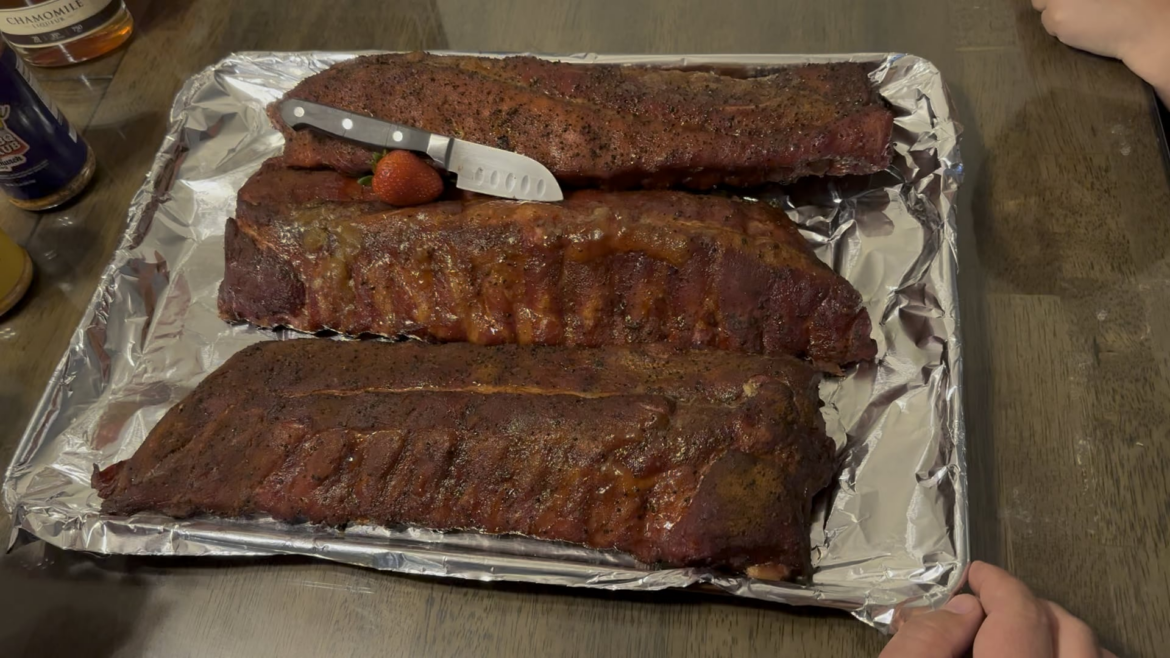 Meat Church Ribs with huge knife