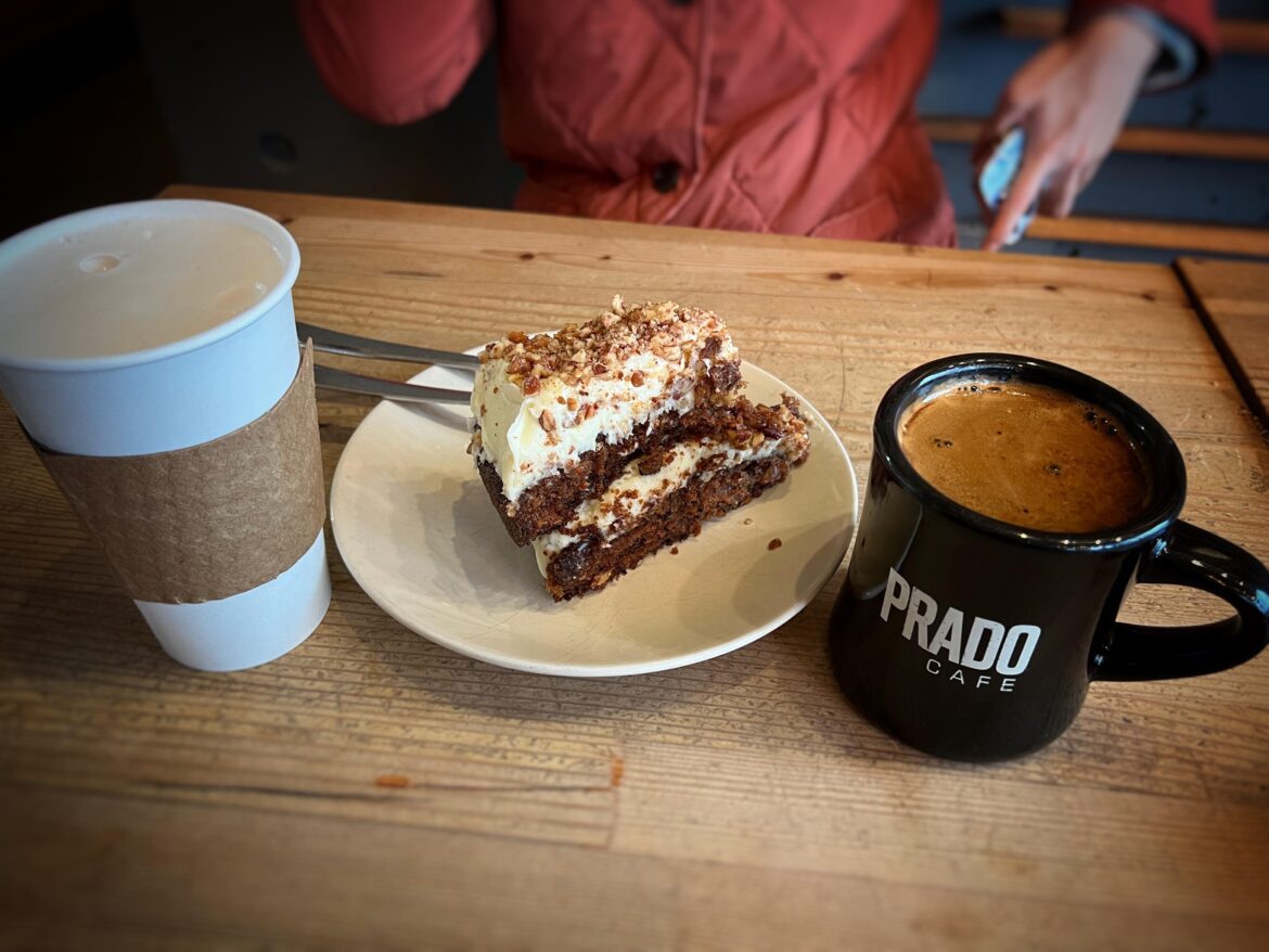 Prado Cafe in Vancouver, Fraser St. Love their americano and carrot cake.