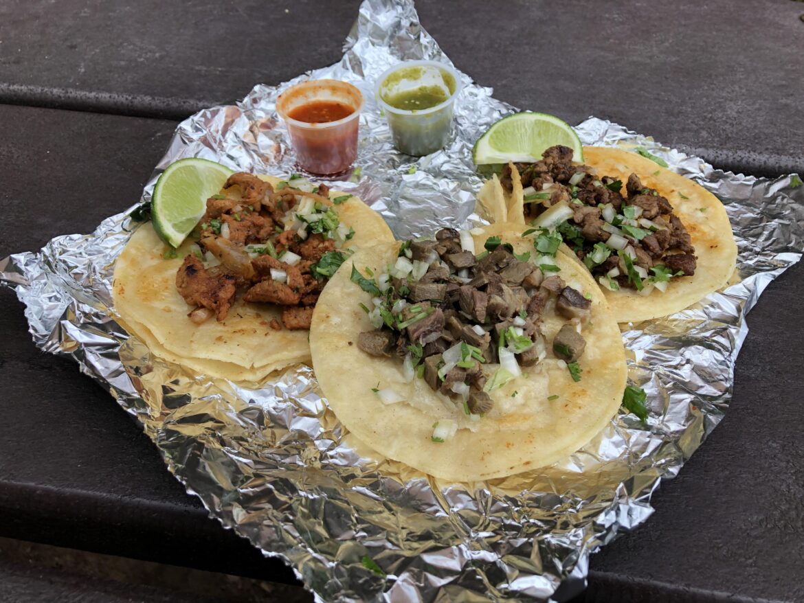Carne Asada, Al Pastor, and Lengua (beef tongue) Tacos