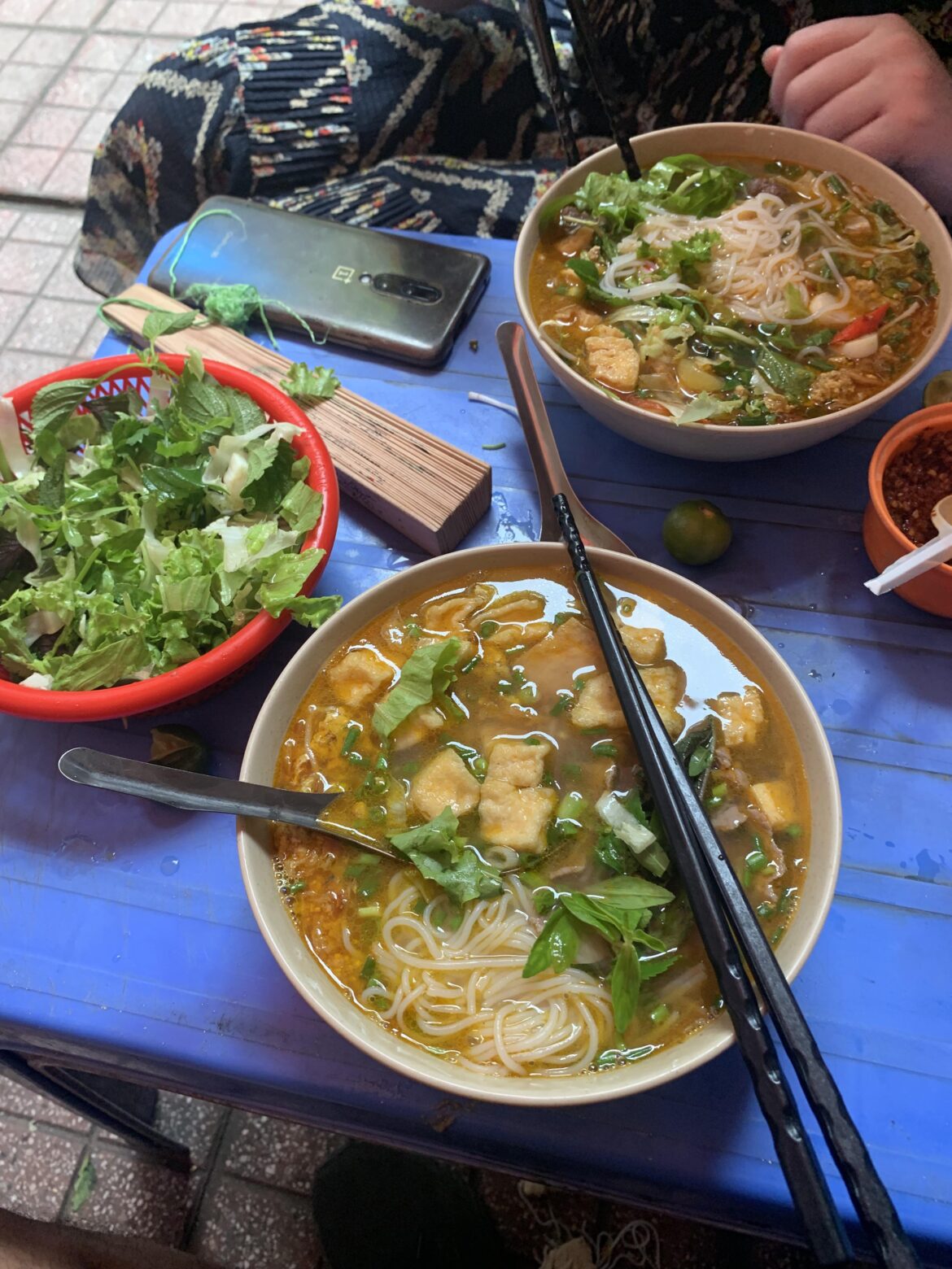 Bun rieu in an alleyway in Hoan Kiem, Hanoi, Vietnam
