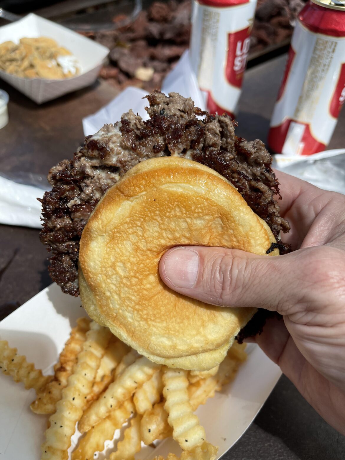 Smash Burger at Biggie’s Yardbird at Armadillo Den was Delicious