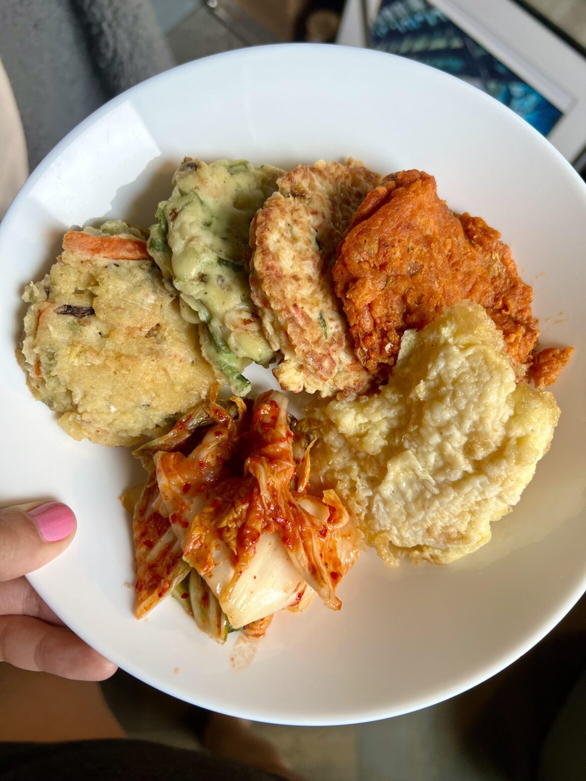 Assorted Korean pancakes & kimchi for lunch today