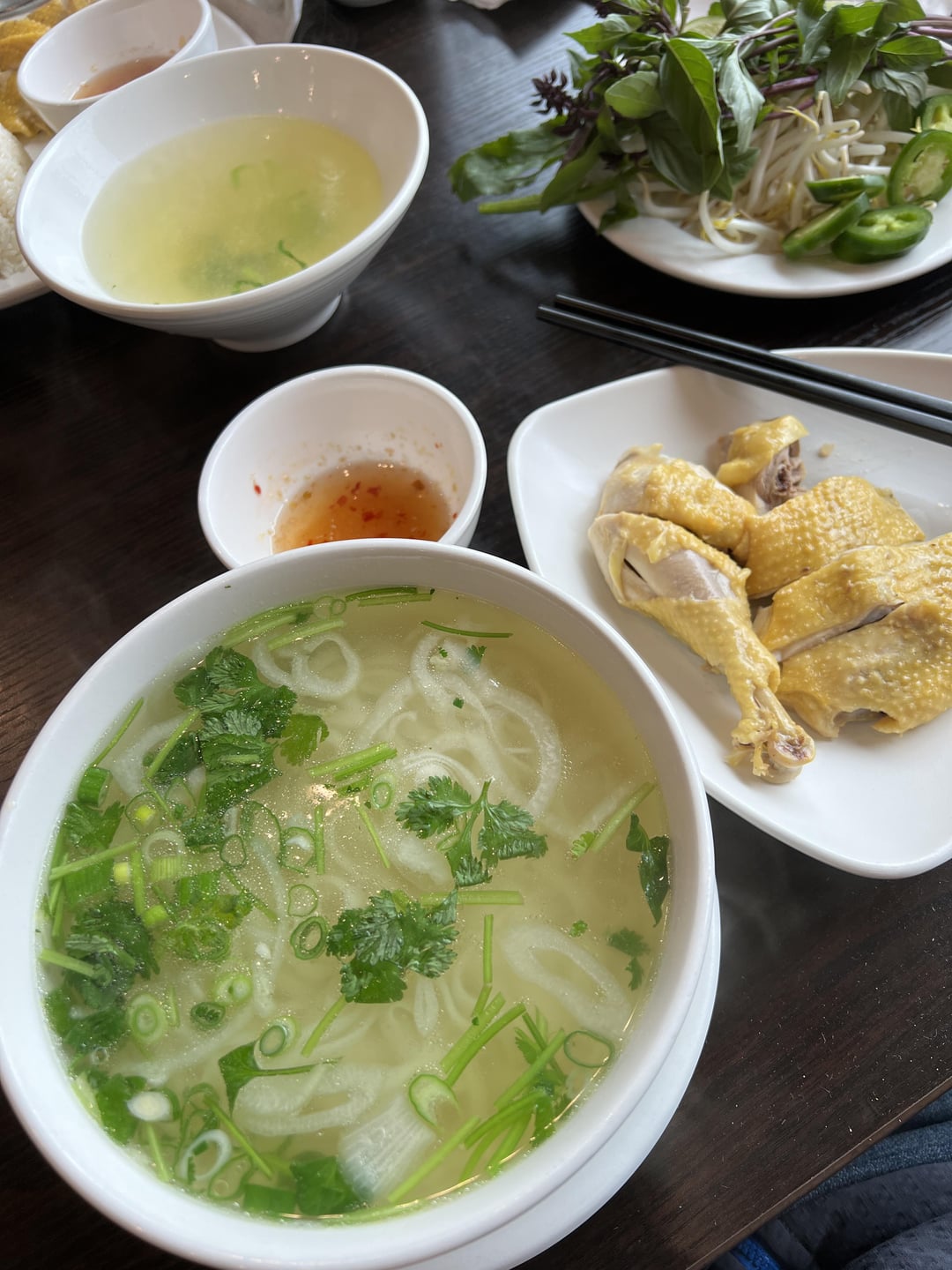 Chicken pho and garlic wings from Pho Dakao in Rosemead. 13 for the