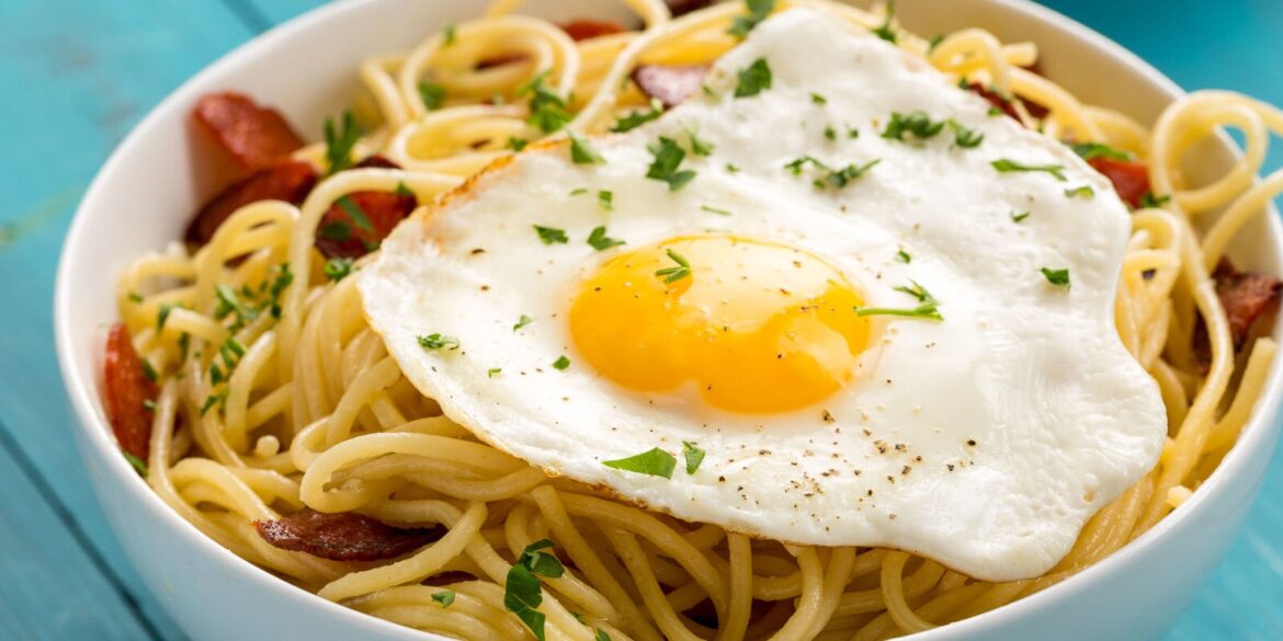 Got some left over pasta? Put an egg on it.