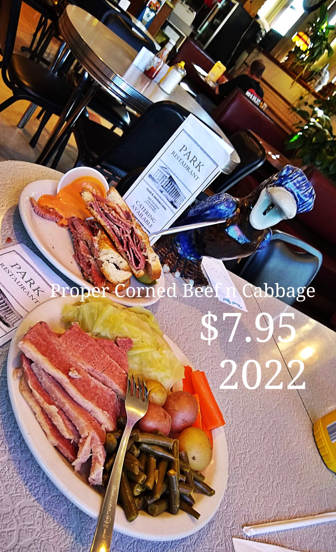 Corned Beef n Cabbage dinner only $7.95 last year, going back Downtown Lincoln Park