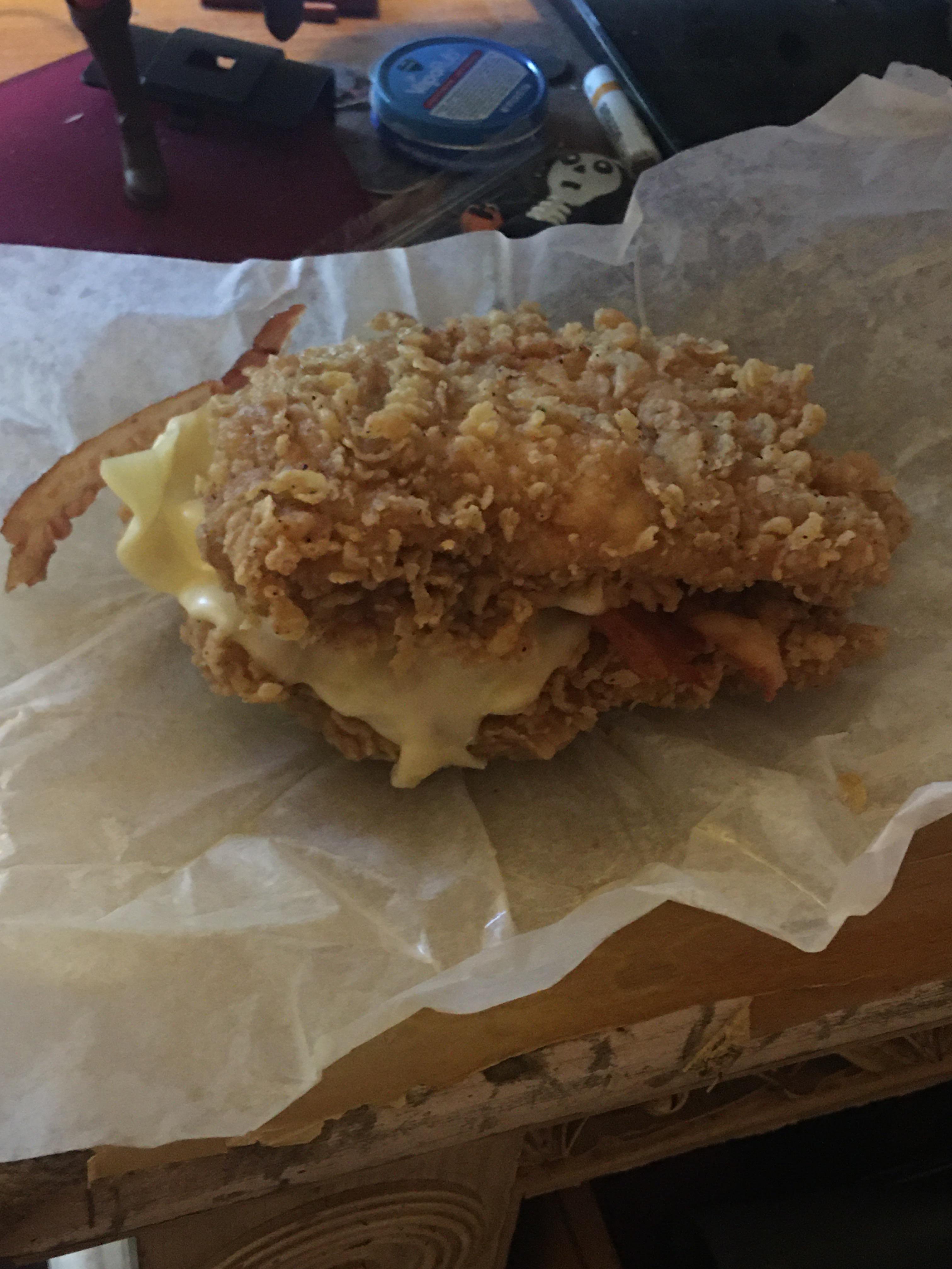 April 3rd, 5:33 p.m. My last KFC Double Down sandwich (Until they ...