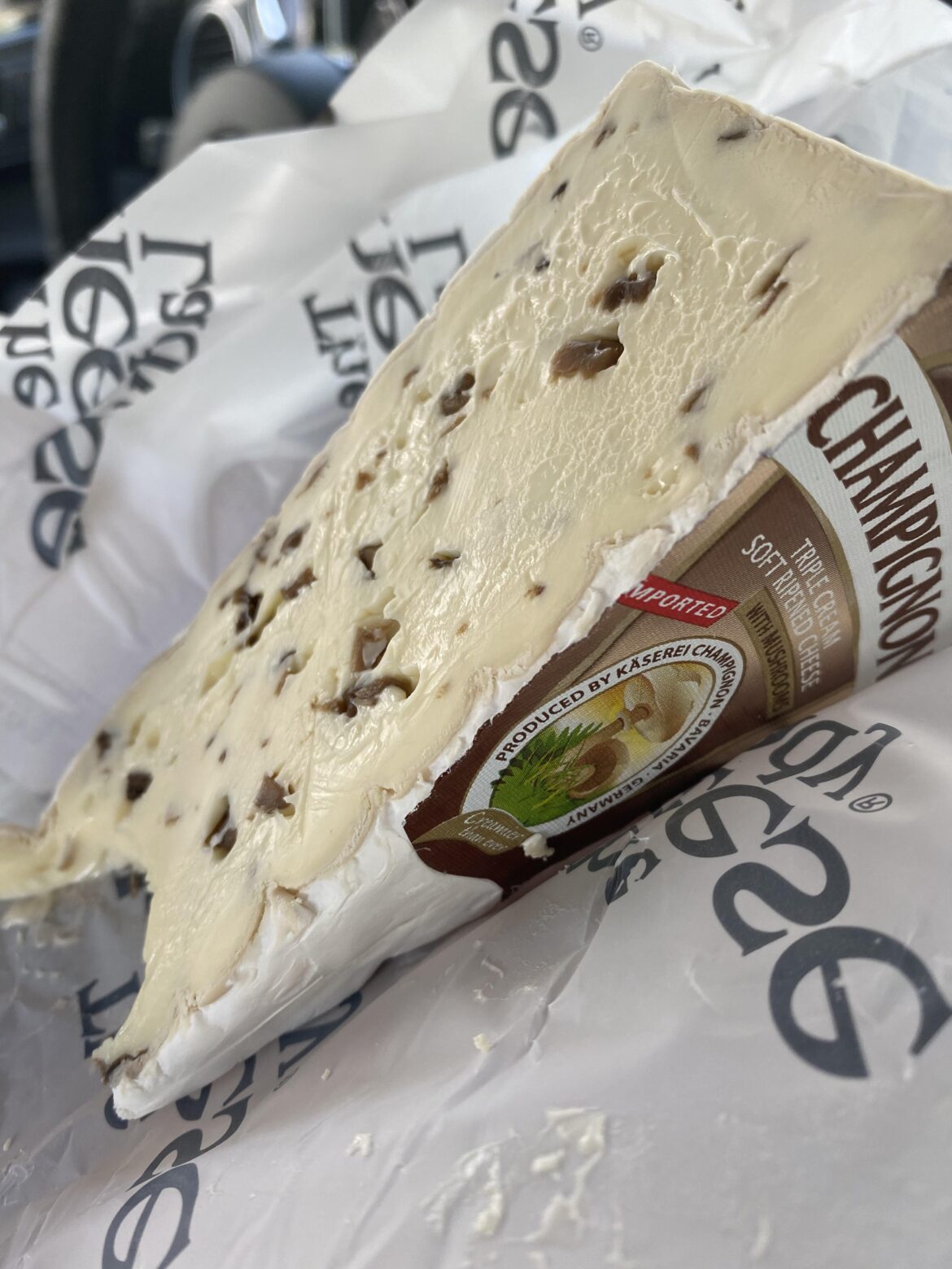 Triple cream mushroom Brie from The Cheese Lady in Farmington. Yes, I took a bite before I got home.