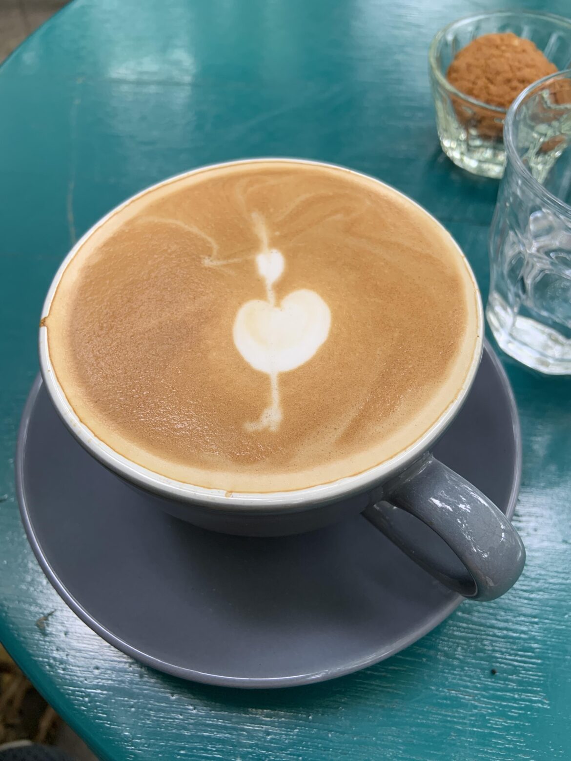 Music 🎼 in a latte coffee cup because the bartender is happy that day. The After Taste coffee shop in Hanoi.