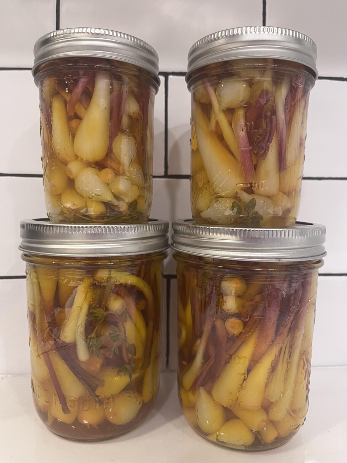 Saffron and Thyme Pickled Ramps and Pearl Onions
