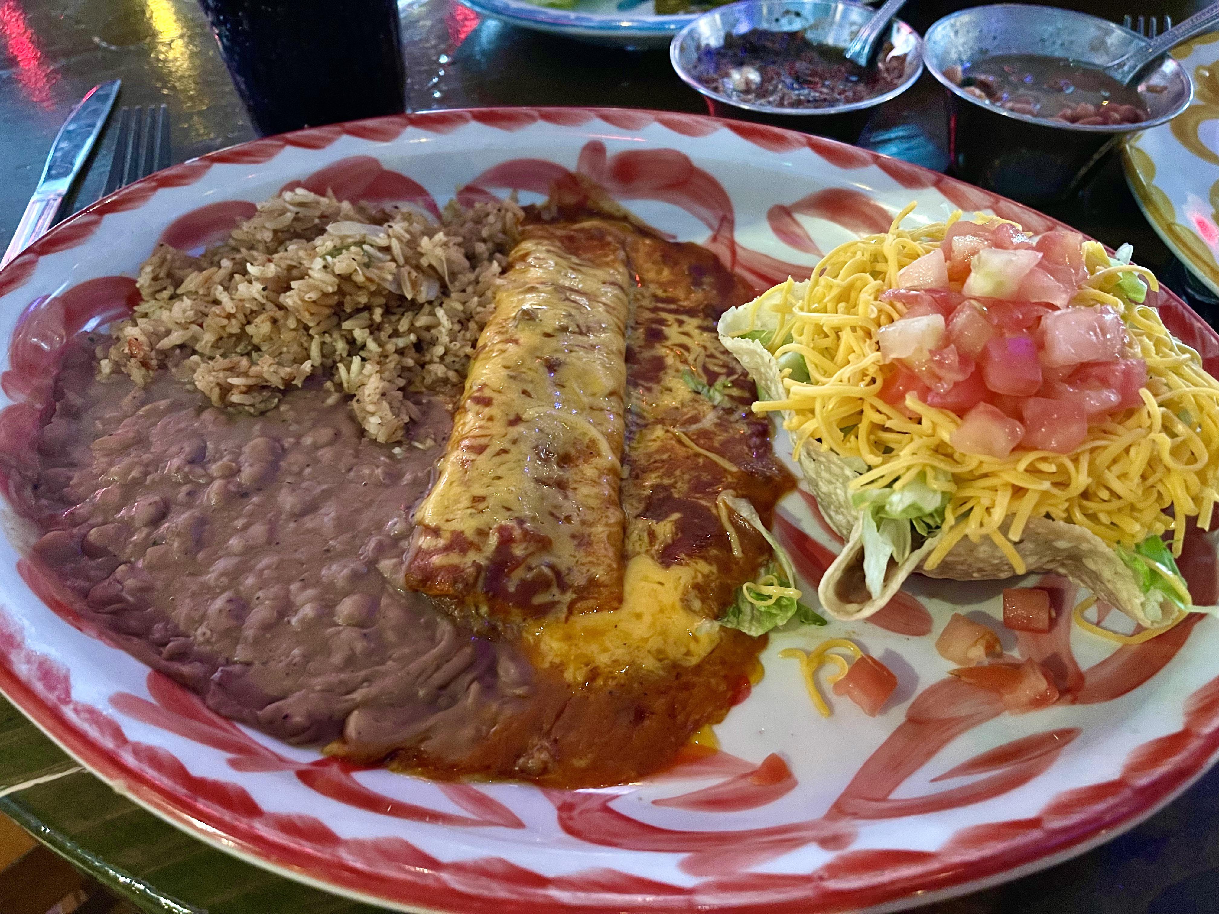“the cheech” at lupe tortilla — the braised beef enchilada was great