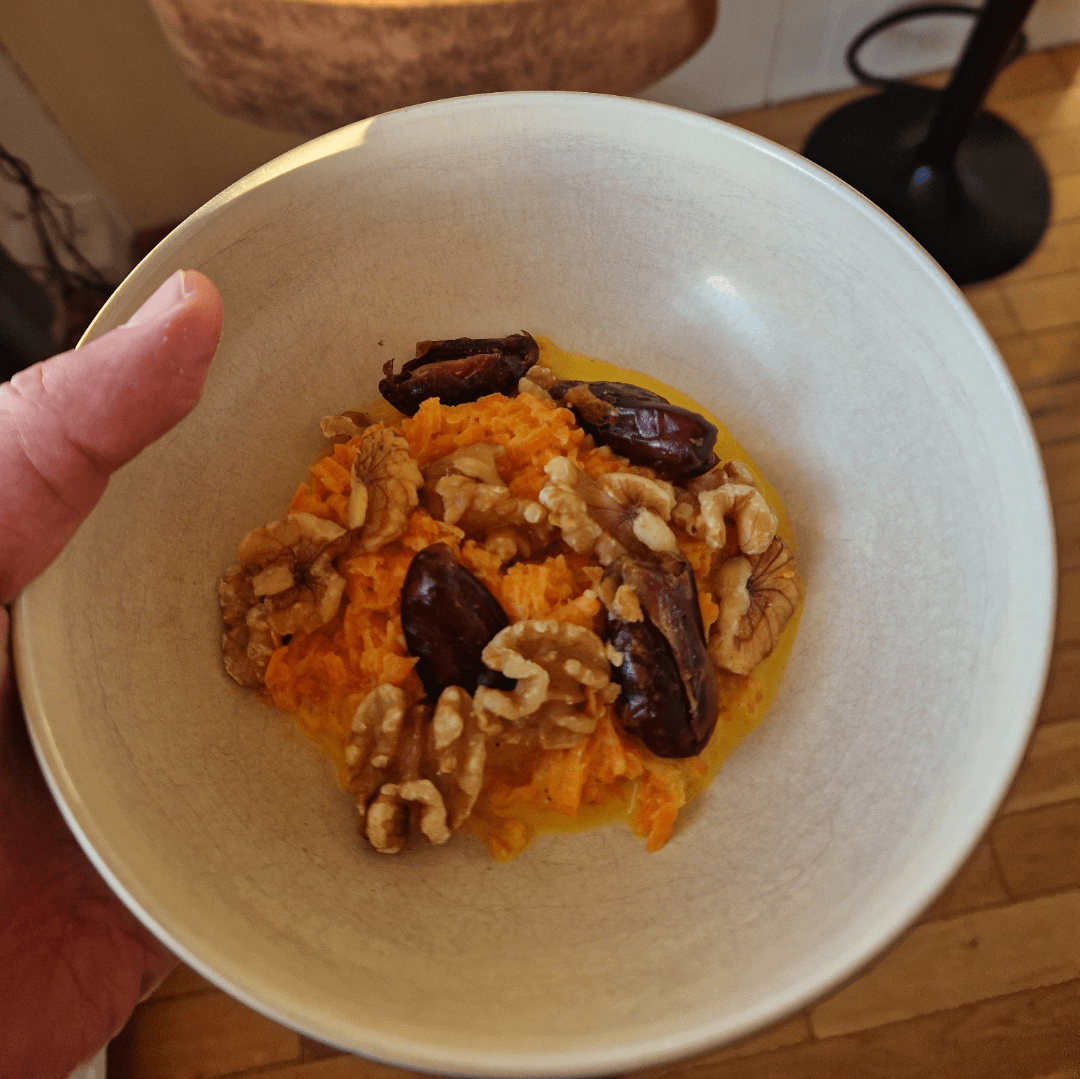 Carrot halwa with dates and walnuts Dining and Cooking