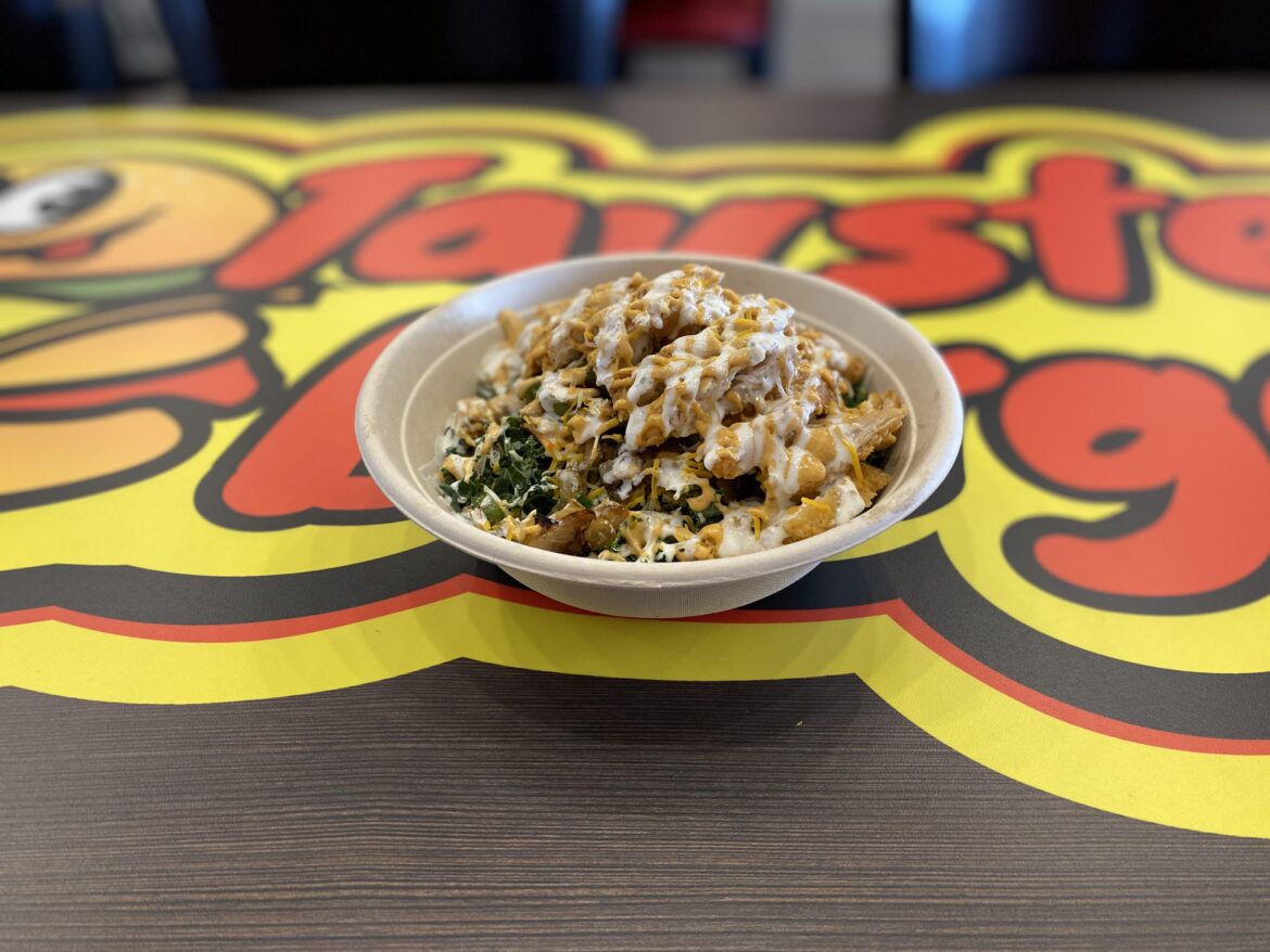 Taystee Queso Power Bowl with crispy chicken at their new location in Dearborn heights on ford rd