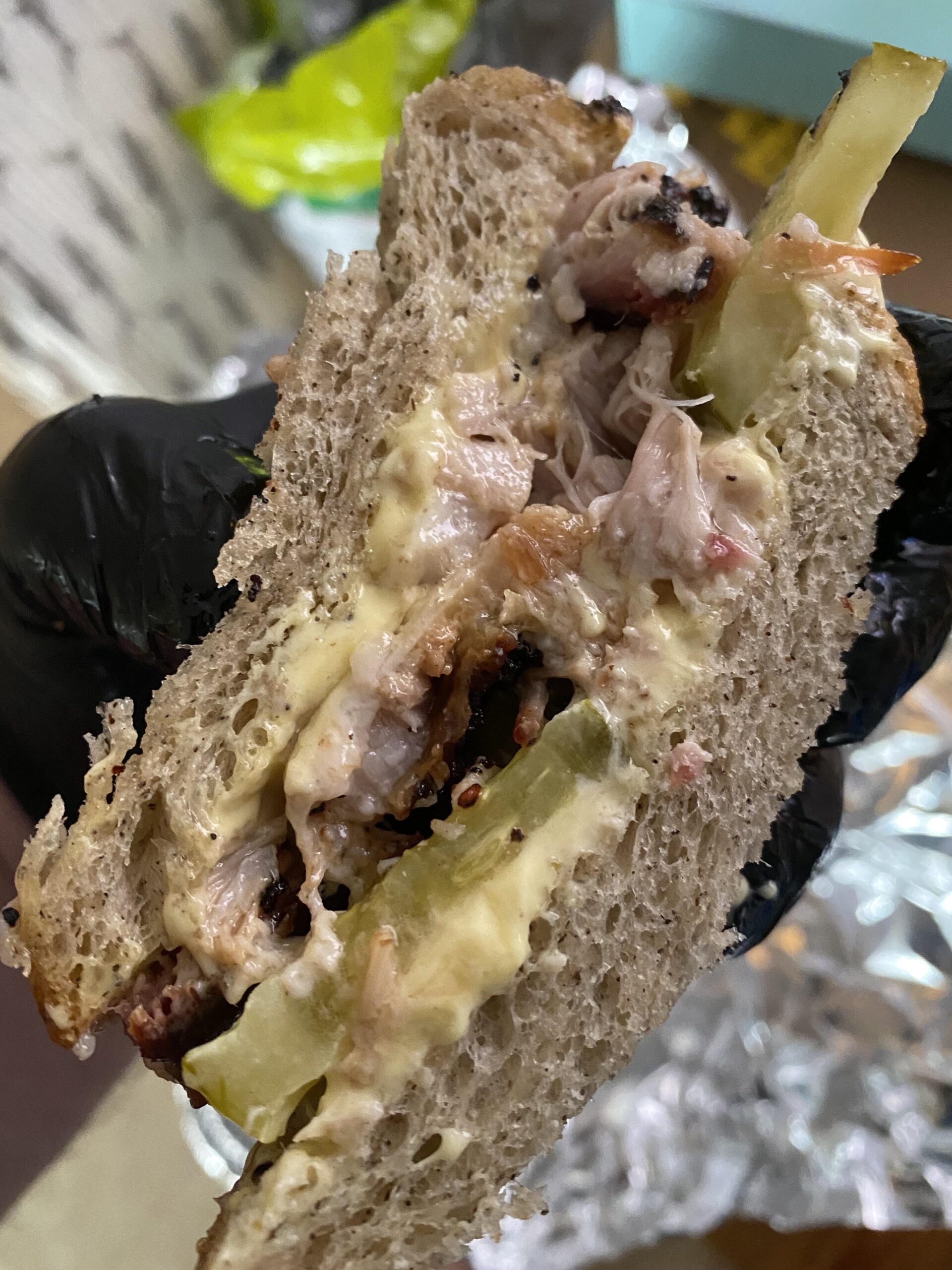 Smoked dashi pork belly, kewpie, buckwheat milk bread. All homemade