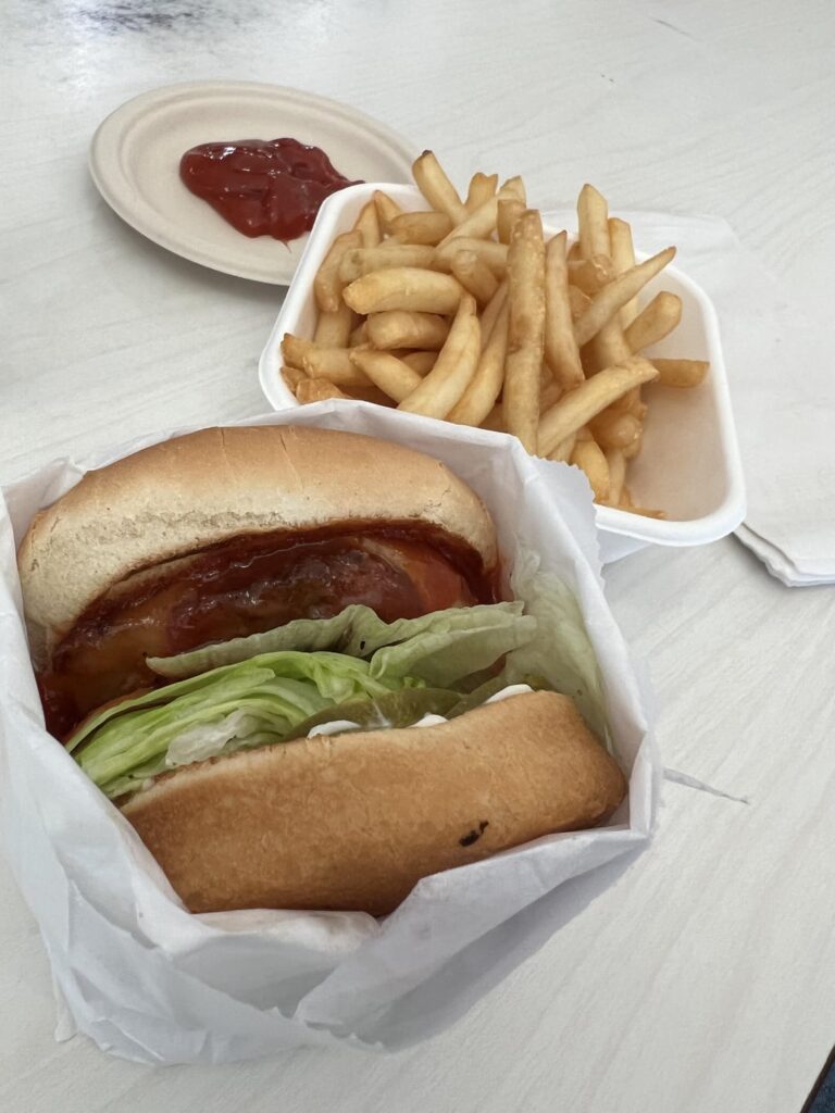 Apple Pan hickory cheeseburger and fries, $16.25, just another burger joint now :(