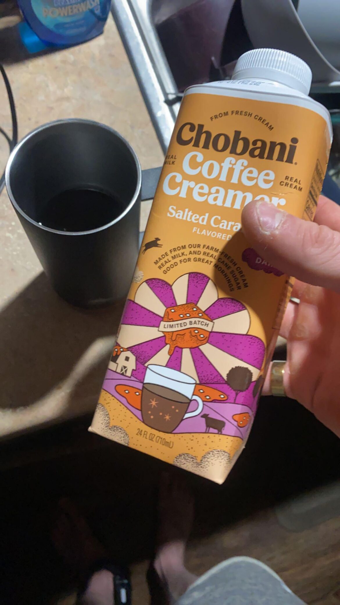 Black coffee with this creamer because why not?! I’m a newly free man (prison, cannabis) and want caffeine before bed while I read. This will do lol