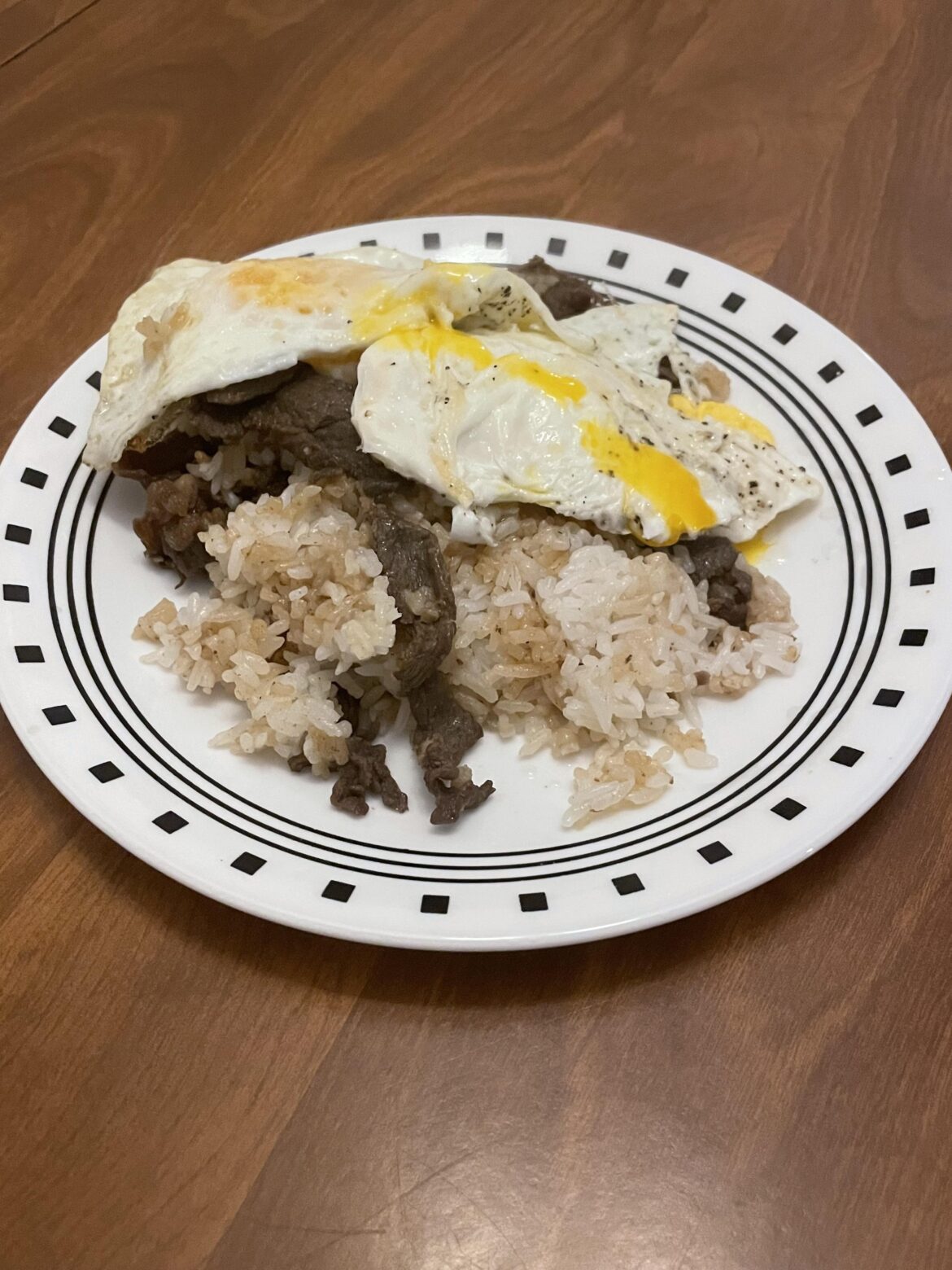 Bulgogi, White Rice, and Two Over Easy Eggs