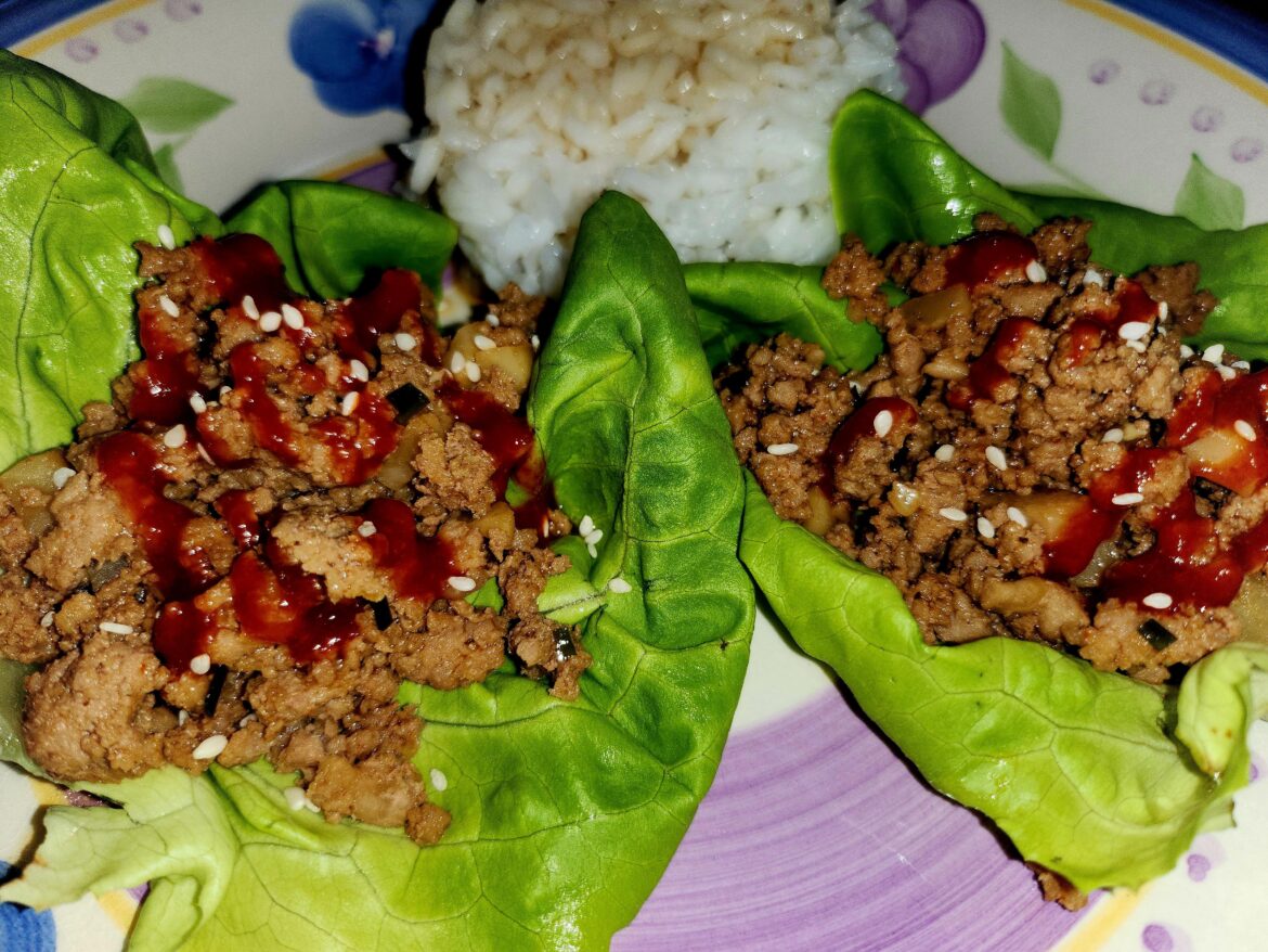 Ground Turkey Lettuce Wraps with Rice! [Homemade]
