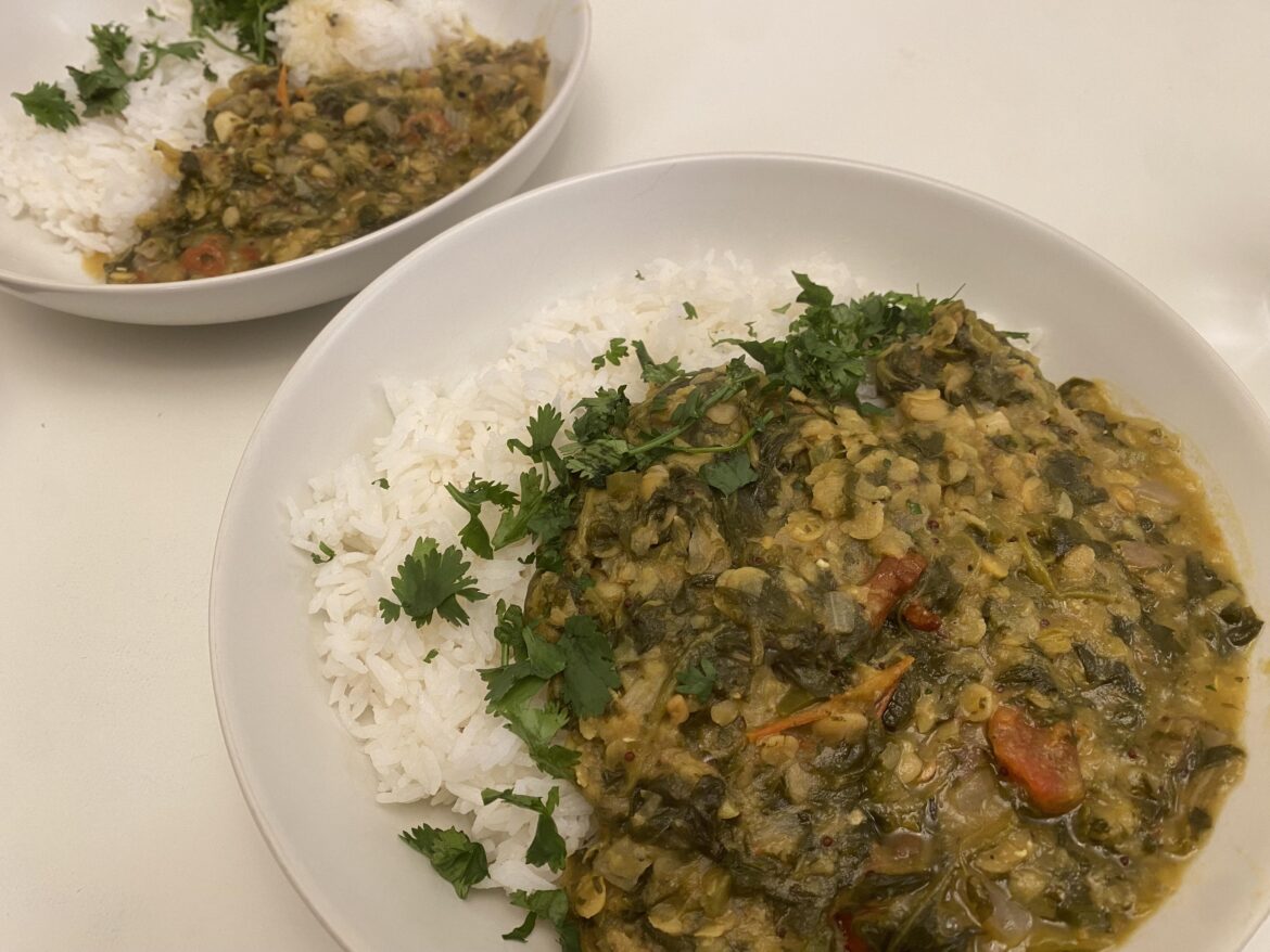 South Indian spinach and lentil curry