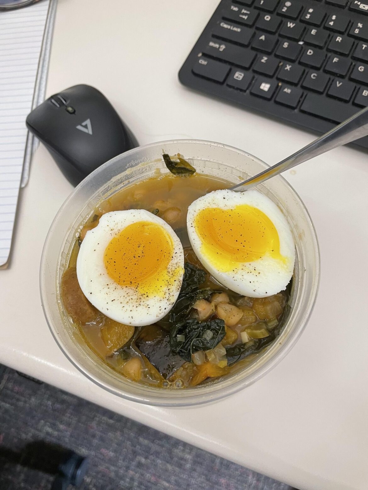 White Bean, Kale, and Acorn Squash potage with a little liquid gold.