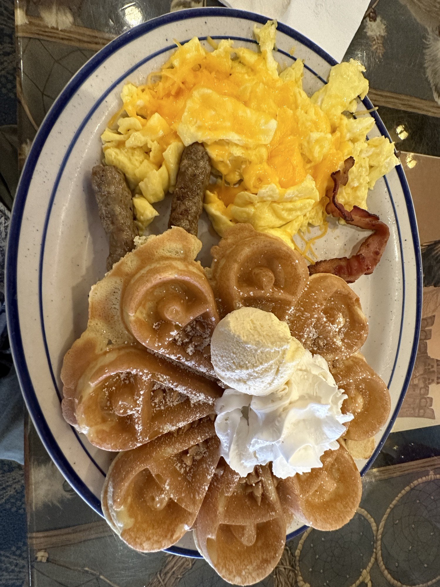 Absolutely DELICIOUS Reese’s peanut butter cup waffle from Pocahontas