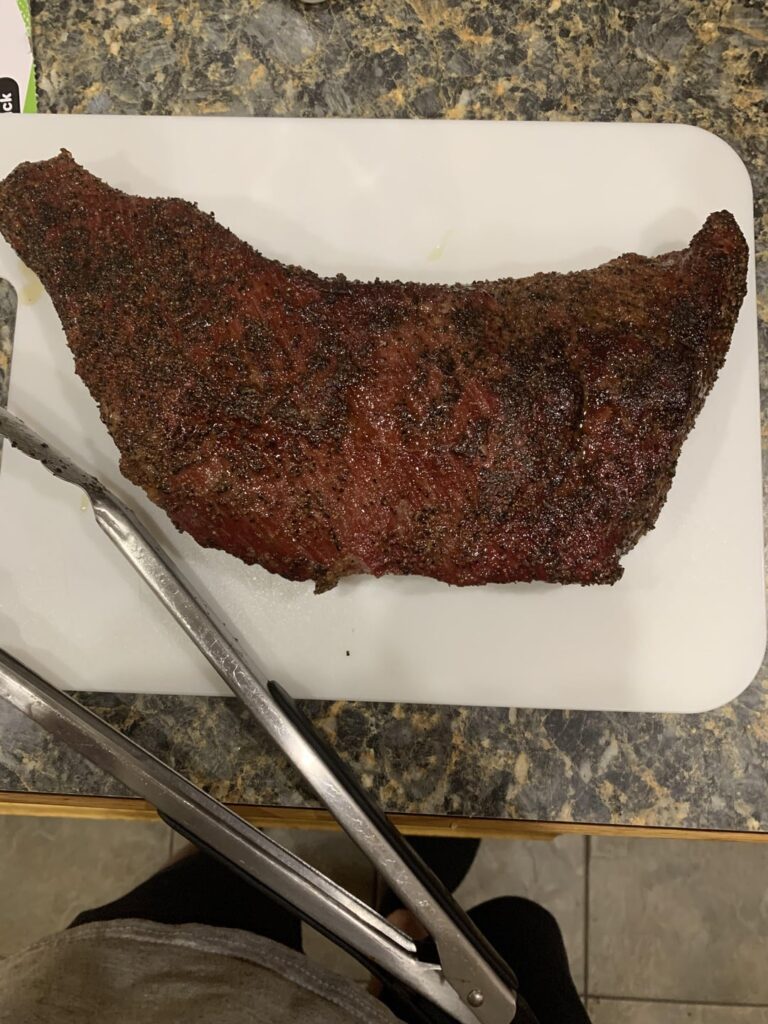 First tri-tip. The wife said absolutely no to mid rare so had to go to a medium. Still turned out great I think!