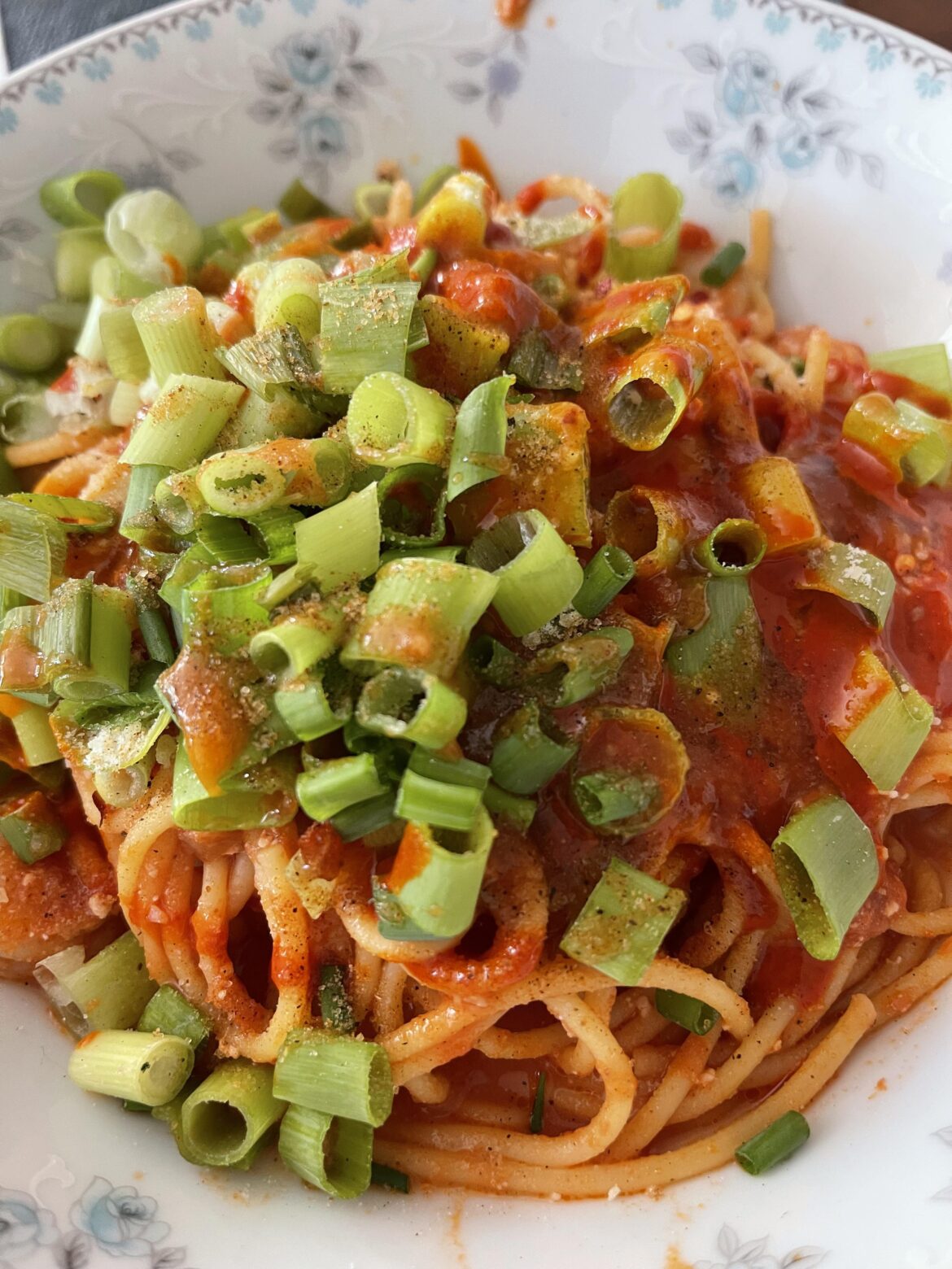 Spicy Tomato Feta Shrimp Spaghetti