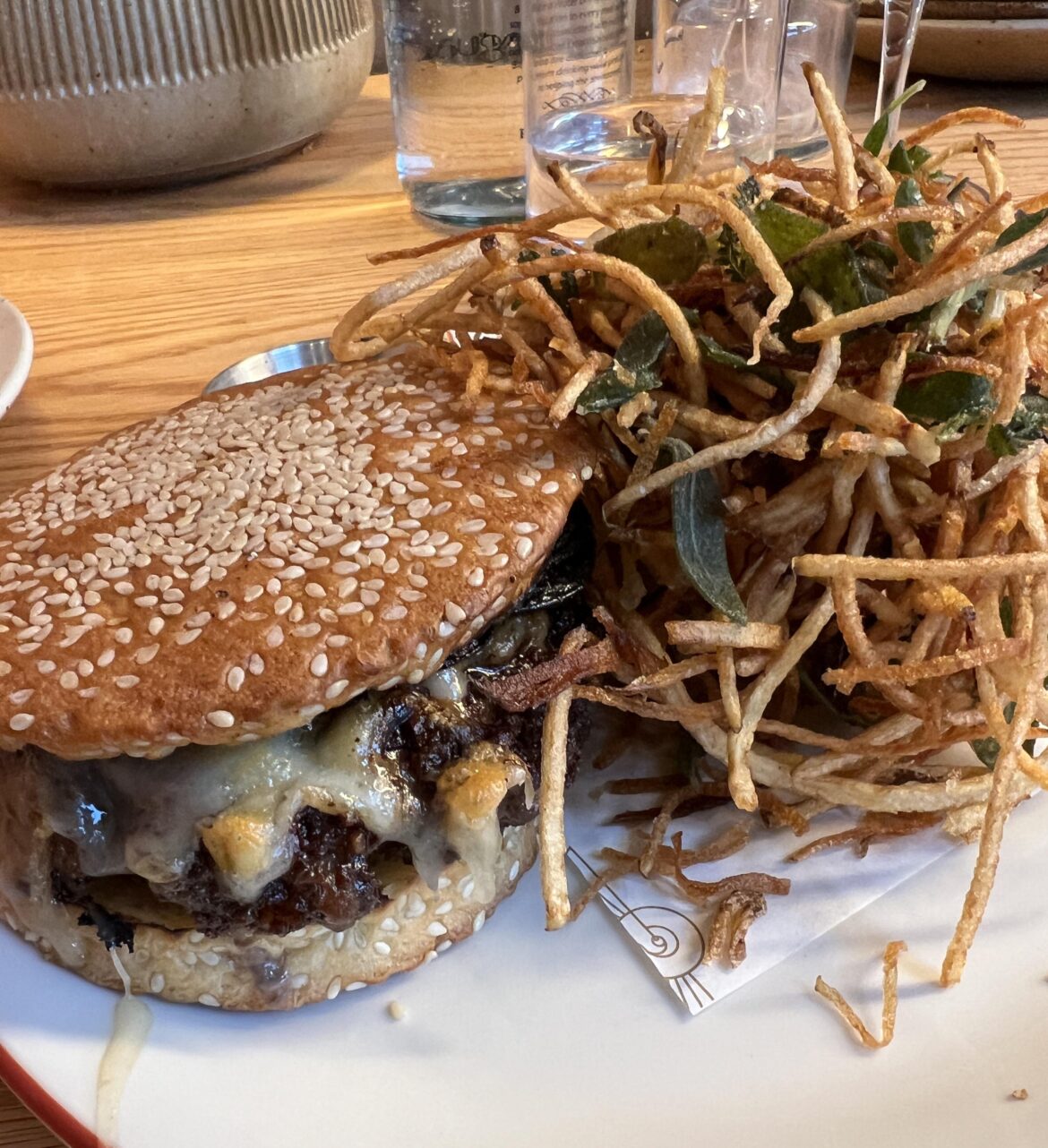 Burger and fries from Lingua Franca in Frogtown