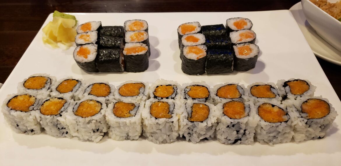 Salmon + Spicy Salmon Sushi Rolls