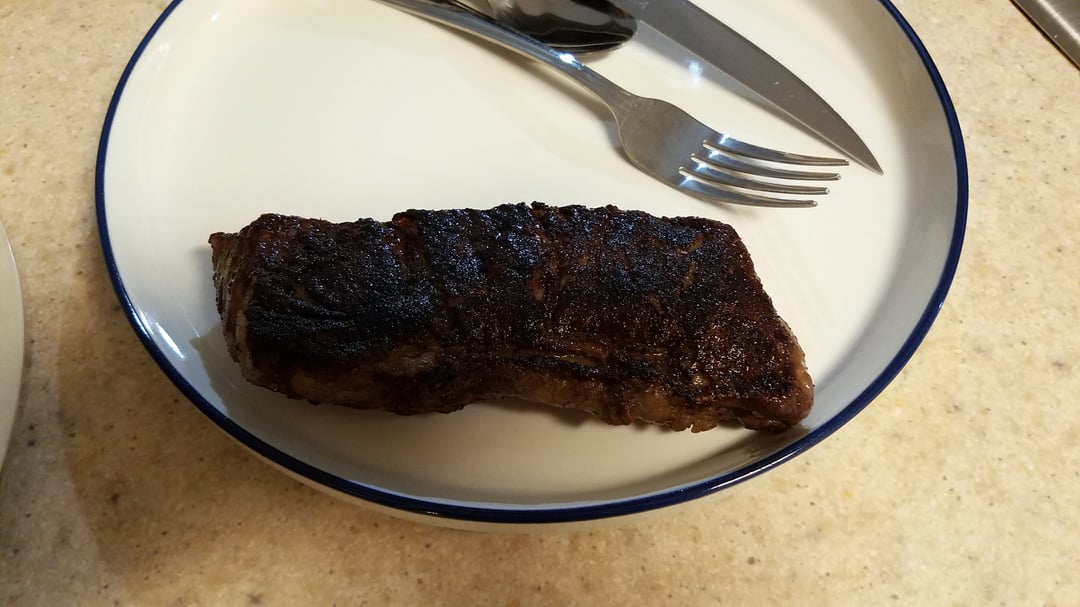 Here's a Denver steak with a homemade espresso coffee and ancho chile