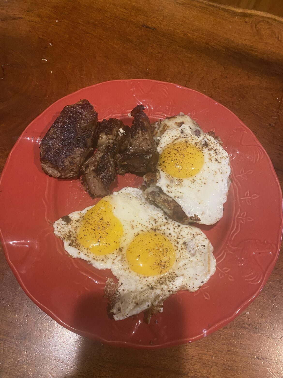 Steak, Mashers, w/3 Eggs for Breakfast
