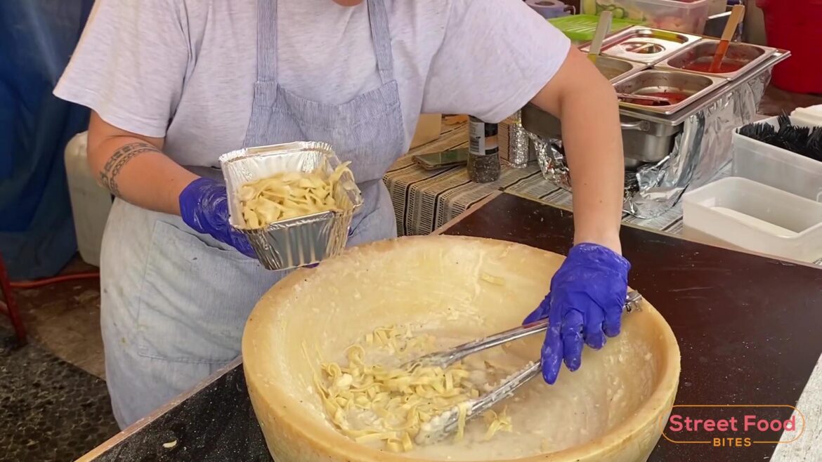 Delicious Pasta made in a Cheese Wheel in London https://www.youtube.com/watch?v=hph3r8udhvQ