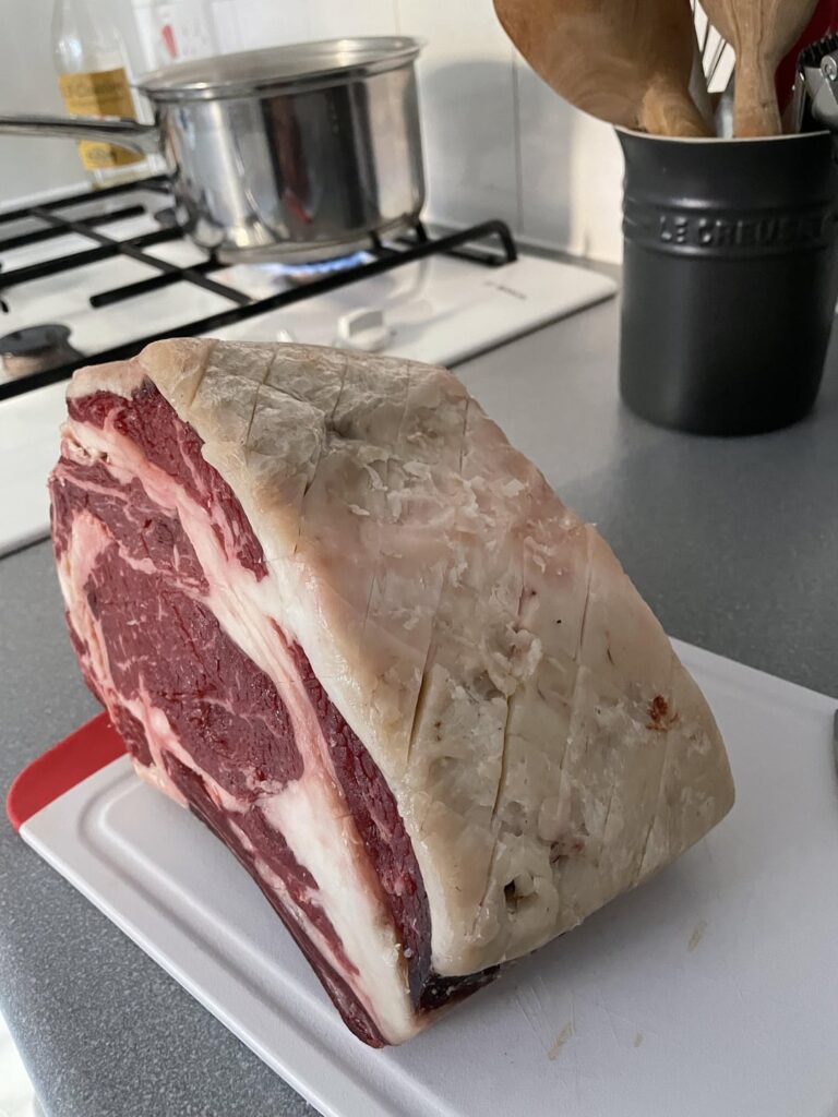 Cooked this rib roast on a Kamado last night